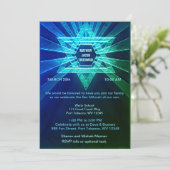 Elektrische blauwe en groene bar mitswa kaart (Staand voorkant)