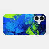 Elektrische blauwe en groene streken _ iPhone case iPhone 16 Hoesje (Achterkant horizontaal)