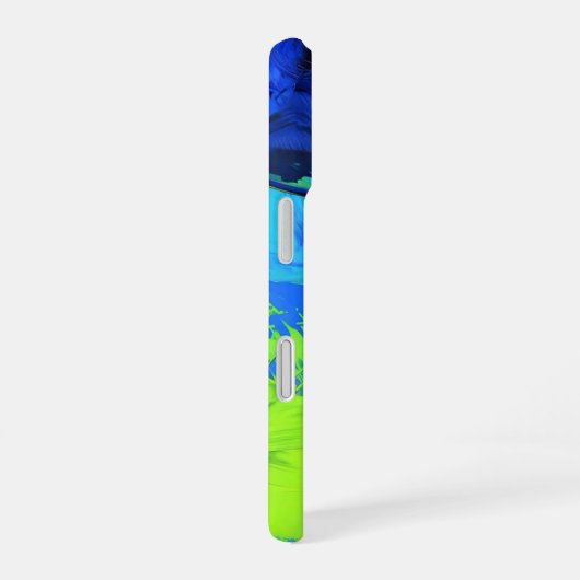 Elektrische blauwe en groene streken _ iPhone case iPhone 16 Hoesje (Rechterkant)