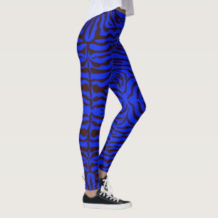 Elektrische blauwe en zwarte zebra print leggings
