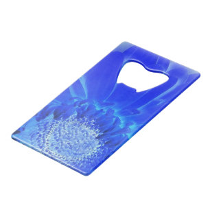 elektrische blauwe gerbera creditkaart flessenopener