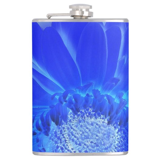 elektrische blauwe gerbera heupfles (Voorkant)