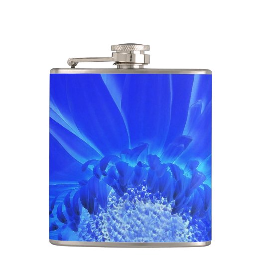 elektrische blauwe gerbera heupfles (Voorkant)