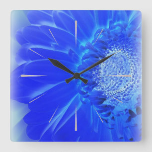 elektrische blauwe gerbera vierkante klok