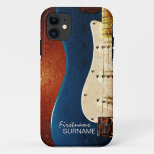 Elektrische blauwe Gitaar Metal Grunge Custom Text iPhone 11 Hoesje