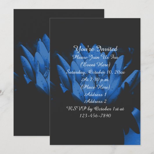 Elektrische Blauwe Lelie Lotus Bloesem Partij Kaart (Voorkant / Achterkant)