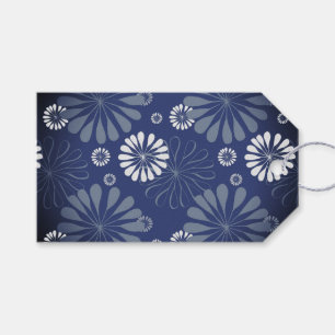 Elektrische Blauwe Moderne Bloemenprint Cadeaulabel