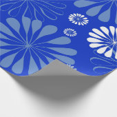 Elektrische Blauwe Moderne Bloemenprint Cadeaupapier (Hoek)