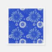Elektrische Blauwe Moderne Bloemenprint Servet (Voorkant)