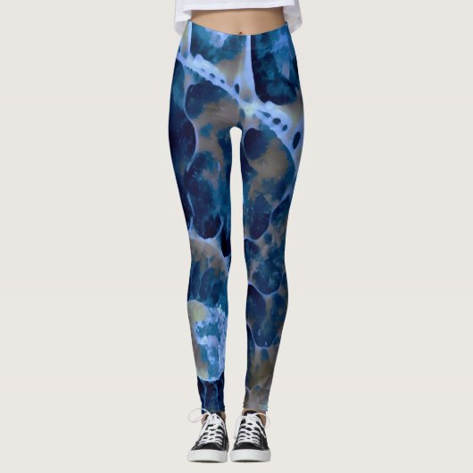 elektrische blauwe nautilus leggings (Voorkant)
