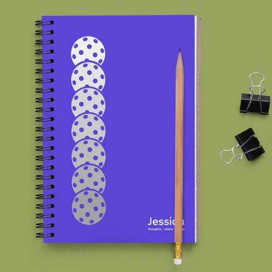 Elektrische Blauwe Pickleball Gradient Persoonlijk Notitieboek