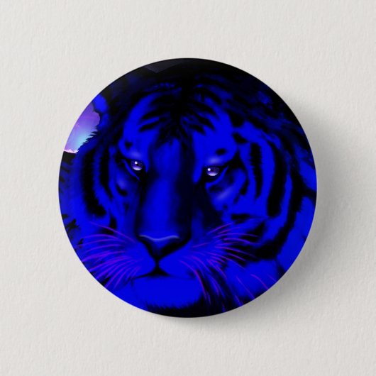 Elektrische blauwe tijger ronde button 5,7 cm (Voorkant)