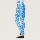 Elektrische Blauwe Tijger Stripes Dierenprint Leggings (Links)