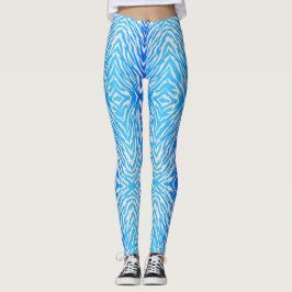 Elektrische Blauwe Tijger Stripes Dierenprint Leggings