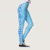 Elektrische Blauwe Tijger Stripes Dierenprint Leggings (Rechts)