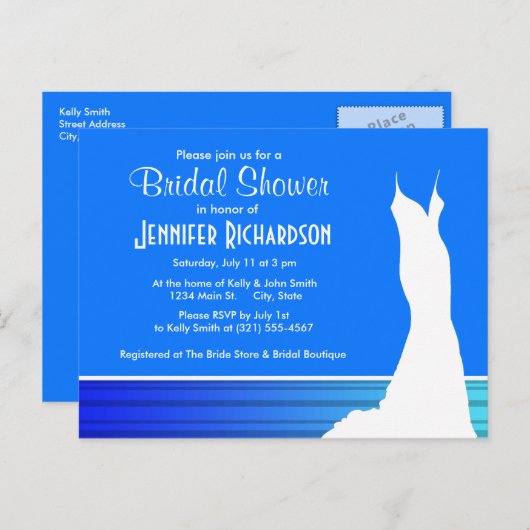 Elektrische blauwe verticale strepen; gestreept uitnodiging briefkaart (Voorkant / Achterkant)