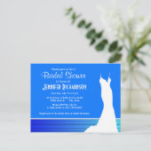 Elektrische blauwe verticale strepen; gestreept uitnodiging briefkaart (Staand voorkant)