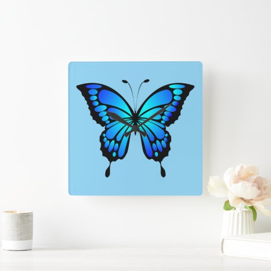 Elektrische blauwe vlinderklok vierkante klok (Huis)