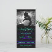 Elektrische Blauwgroen en Paarse foto Opslaan Datu Save The Date (Staand voorkant)