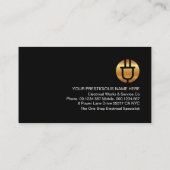 Elektrische bliksem drijft gouden lamp aan visitekaartje (Achterkant)