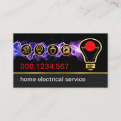 Elektrische bliksem drijft gouden lamp aan visitekaartje (Voorkant)