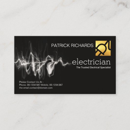 Elektrische bliksem Gold-stekker Visitekaartje (Voorkant)