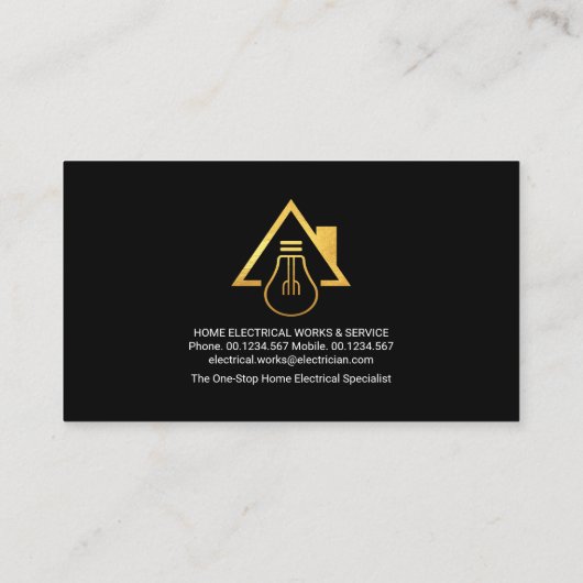 Elektrische bliksem Power Gold Bulb Home Visitekaartje (Achterkant)