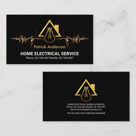 Elektrische bliksem Power Gold Bulb Home Visitekaartje (Voorkant / Achterkant)