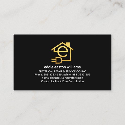 Elektrische bliksem Powers Letter-E Visitekaartje (Achterkant)