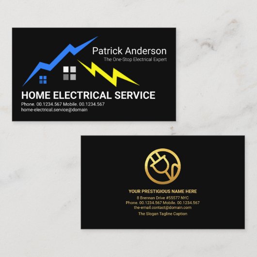 Elektrische bliksem voor thuisgebruik visitekaartje (Voorkant / Achterkant)