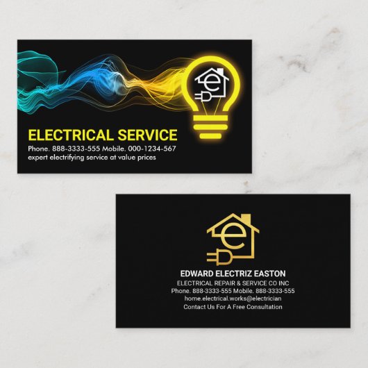 Elektrische bliksemschicht visitekaartje (Voorkant / Achterkant)