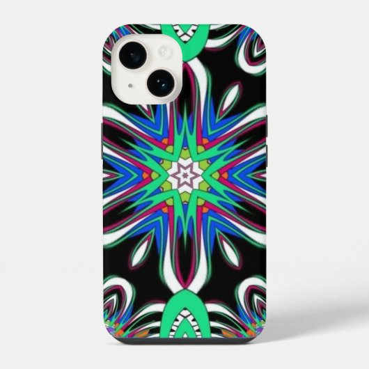 Elektrische Bloesem Mandala iPhone Hoesje (Achterkant)