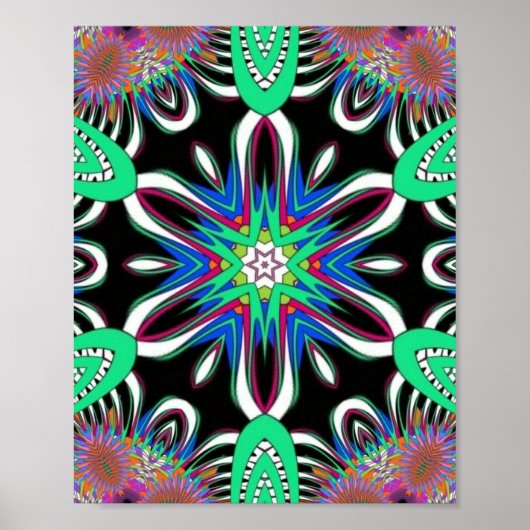 Elektrische Bloesem Mandala Poster (Voorkant)