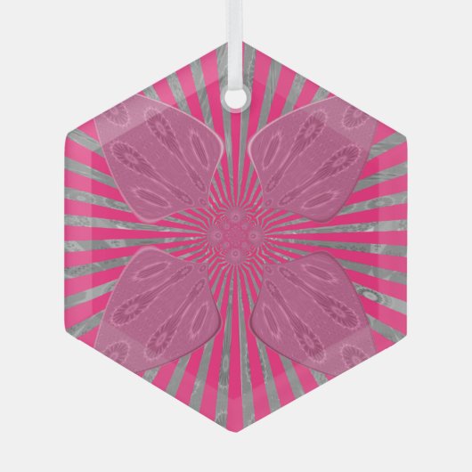 Elektrische Bloom Wings: Een Levendig Edgy & Mooi Glas Ornament (Voorkant)