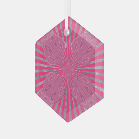 Elektrische Bloom Wings: Een Levendig Edgy & Mooi Glas Ornament (Voorkant links)