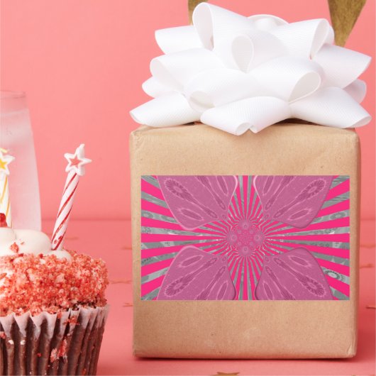 Elektrische Bloom Wings: Een Levendig Edgy & Mooi Rechthoekige Sticker (Feest)