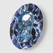 Elektrische Blue Chrome Skull Roman Nummerklok Grote Klok (Hoek)