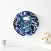 Elektrische Blue Chrome Skull Roman Nummerklok Grote Klok (Huis)