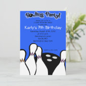 ELEKTRISCHE BLUE Cosmic Bowling Birthday Uitnodigi Kaart (Staand voorkant)