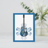 ELEKTRISCHE BLUE GRUNGE SWIRL VECTORS GUITAR MUSIC BRIEFKAART (Staand voorkant)