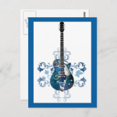 ELEKTRISCHE BLUE GRUNGE SWIRL VECTORS GUITAR MUSIC BRIEFKAART (Voorkant / Achterkant)