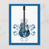 ELEKTRISCHE BLUE GRUNGE SWIRL VECTORS GUITAR MUSIC BRIEFKAART (Voorkant)