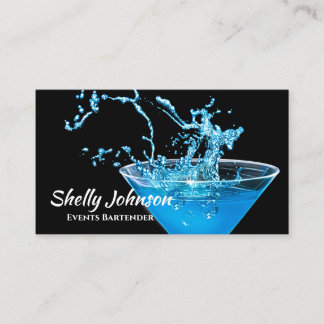 Elektrische Blue Splash Bartender en Evenementen C Visitekaartje