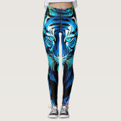 Elektrische Blue Tiger Gym Workout Leggings (Voorkant)