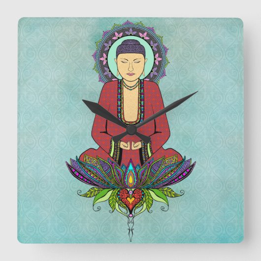 Elektrische Boeddha-klok Vierkante Klok (Voorkant)