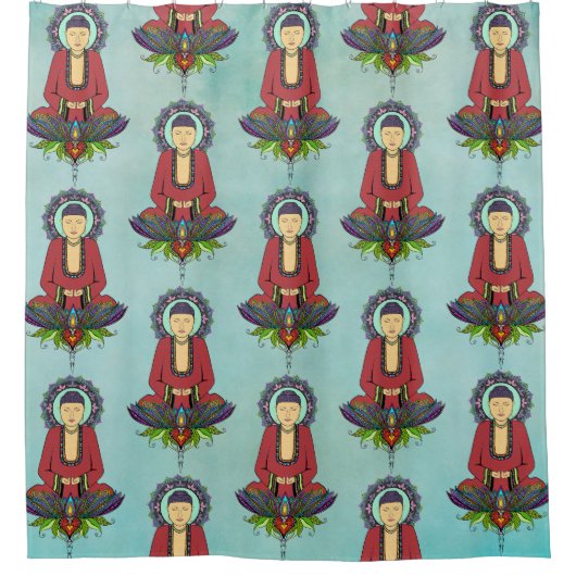 Elektrische Boeddha Patroon Douchegordijn (Voorkant)