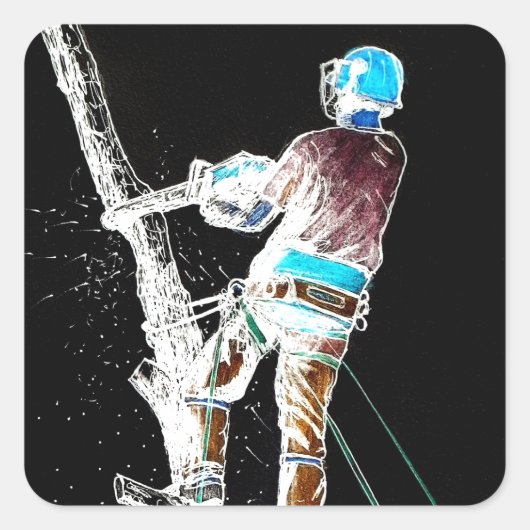 Elektrische boomchirurg-boristisch kettingzagen vierkante sticker (Voorkant)