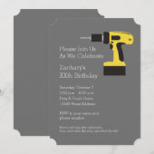 Elektrische boor met aangepaste naam - Geel en gri Kaart (Voorkant / Achterkant)