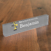 Elektrische boor met aangepaste naam - Geel en gri Naambordje (Zijkant)