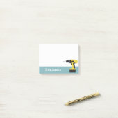 Elektrische boor met aangepaste naam - Licht blauw Post-it® Notes (Op bureau)